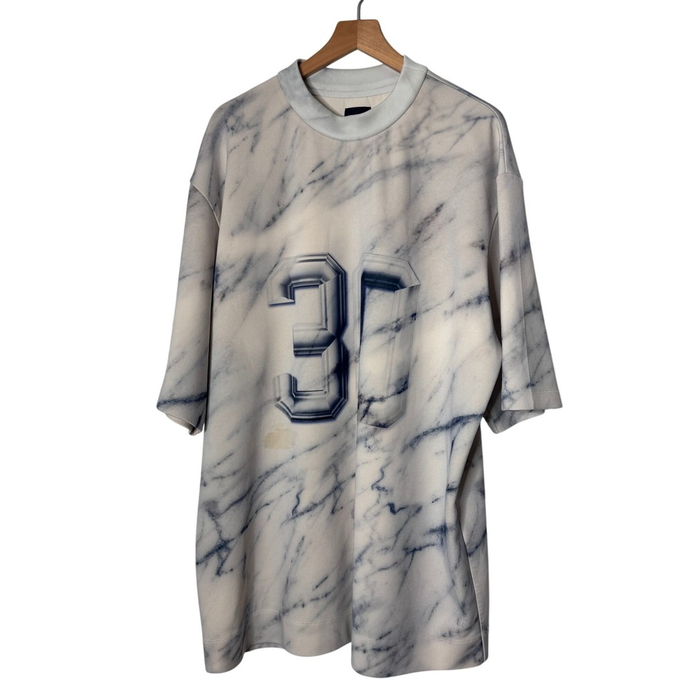Juun J Mens Marble Print 30 Jersey Sport Oversized T-Shirt Mens 48 US M/L